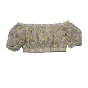 MinkPink Mitta Mitta Floral Romantic Grunge Cropped Off The Shoulder Top Size L